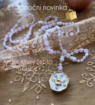 🎄♥️VÁNOČNí NOVINKA ♥️🎄 💞🪽👼ANDĚL, KTERÝ ŠEPTÁ O LÁSCE😇♥️ Růženín, Měsíční kámen, Křišťál a říční perly 🩷 ✨ Anděl, který...